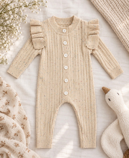 Beige Speckle Knit Romper 🤎