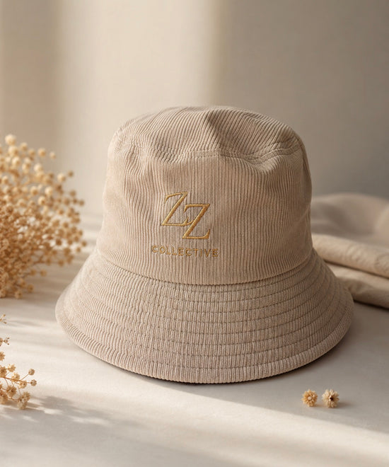 ZZ Collective Adults Corduroy Bucket Hat — Oat